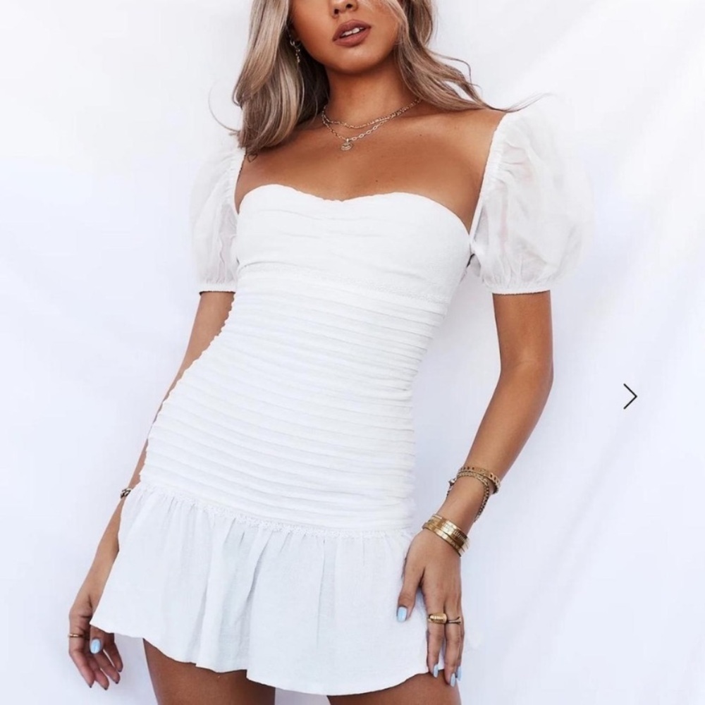 Hello Molly White Puff Sleeve Mini Dress - St Cloud Mini Dress